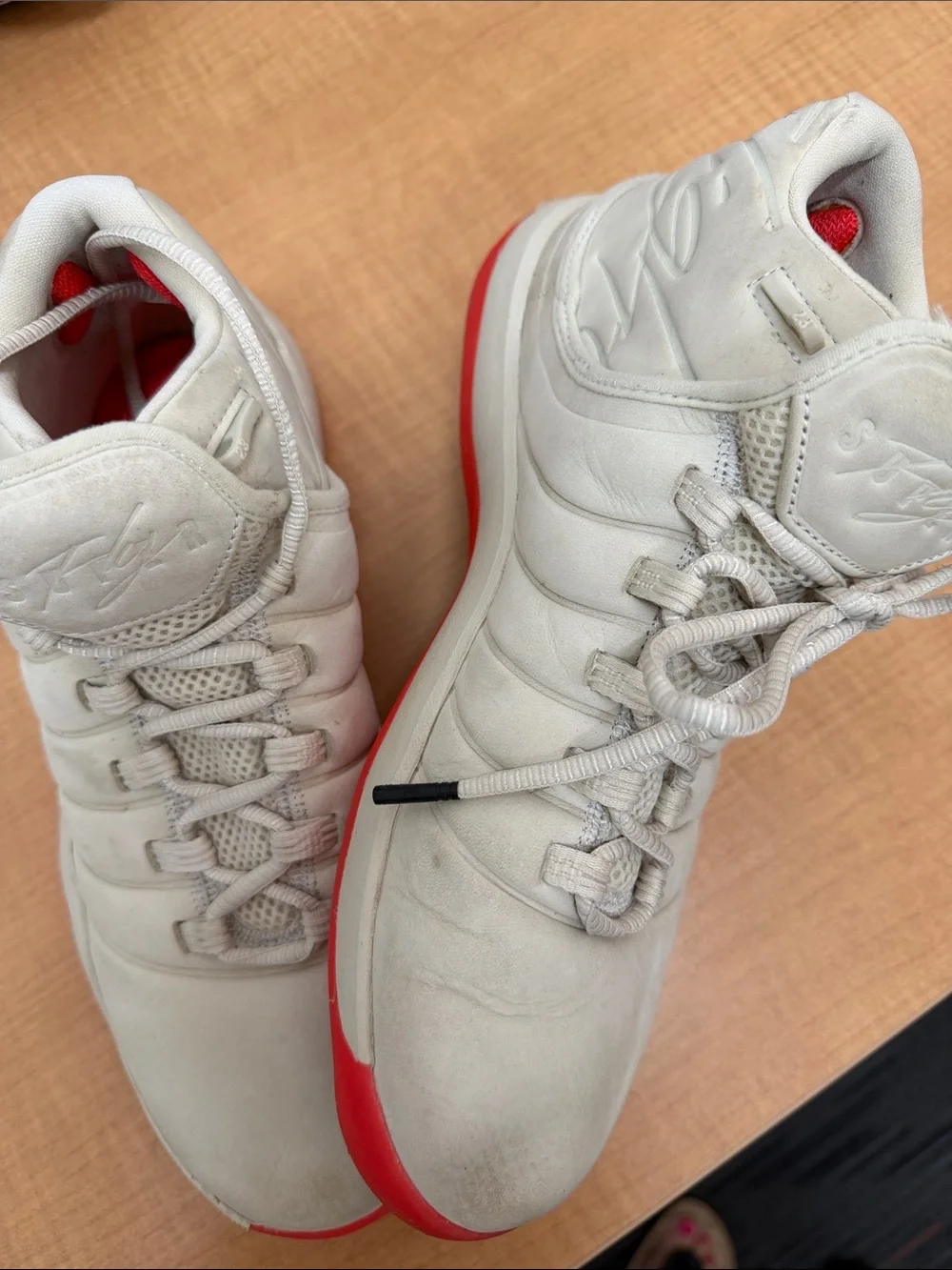 Jordan Men’s White Athletic Shoes with Red Interior